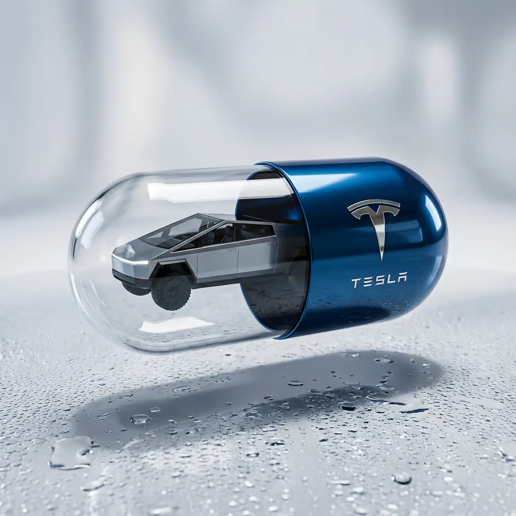 Tesla Cybertruck in capsule