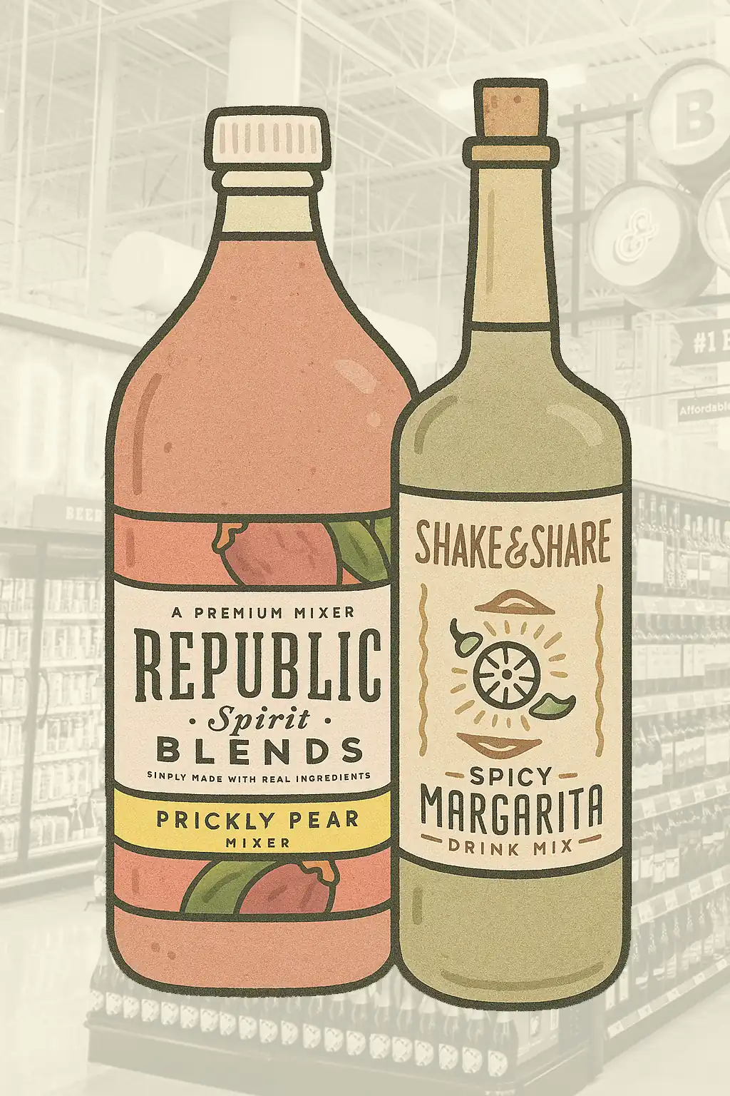 Shake & Share Spicy Margarita Drink Mix bottles at HEB