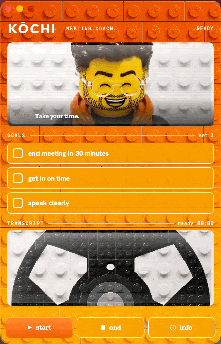 Kōchi's bricks theme, a toy-brick coach on orange studs