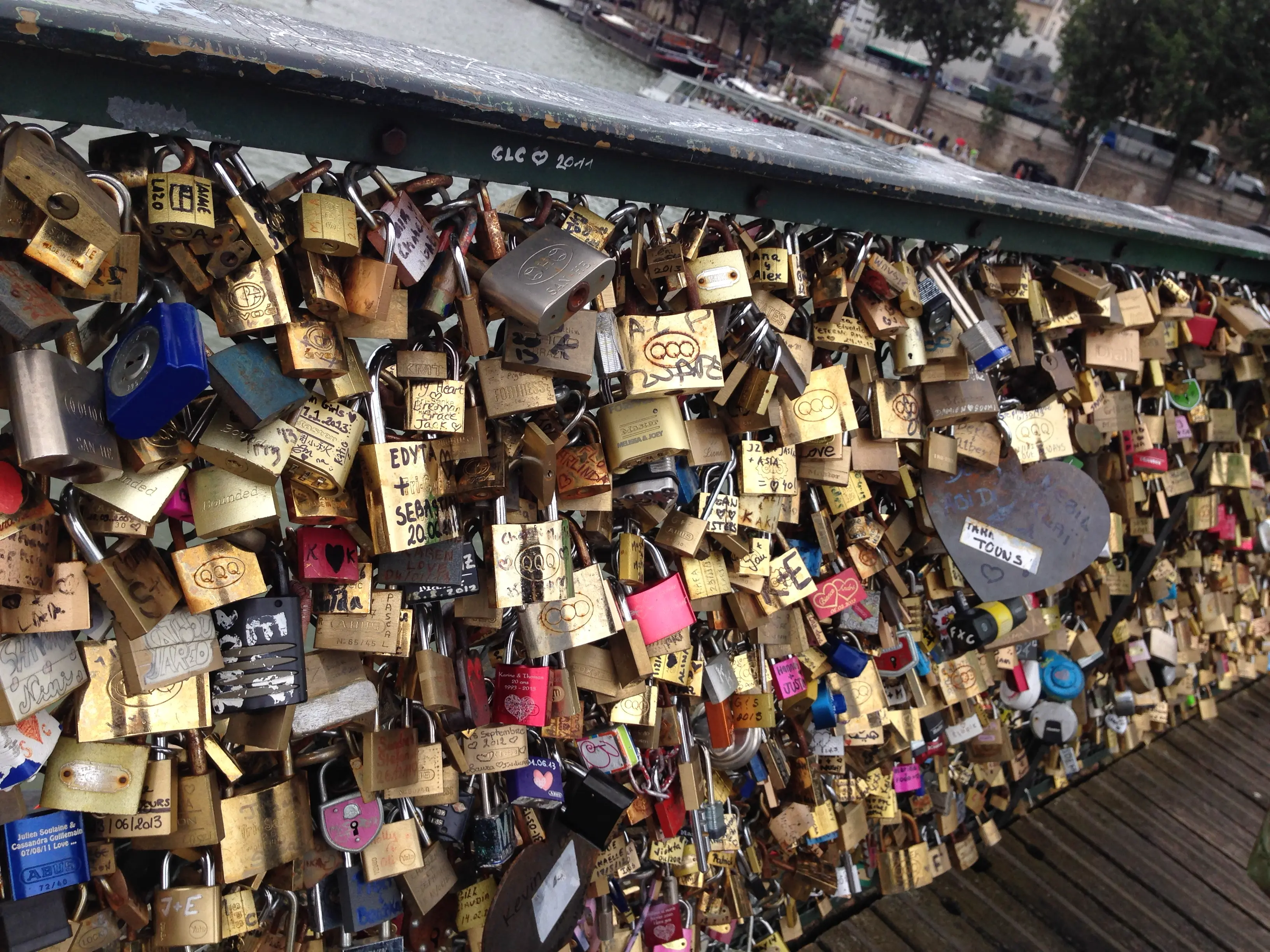 The Pont des Arts bridge covered in love locks